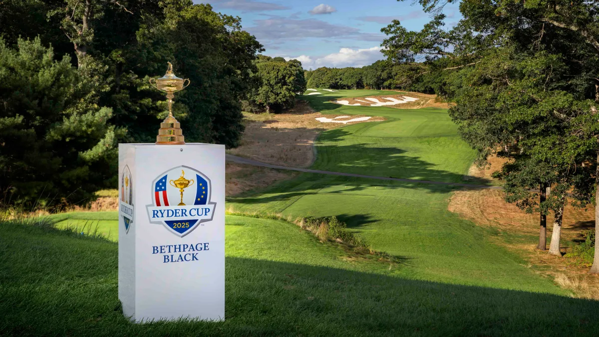 Bethpage Course with Ryder Cup Trophy